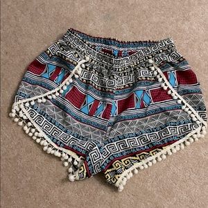 Aztec Print Pom Pom Shorts NWOT